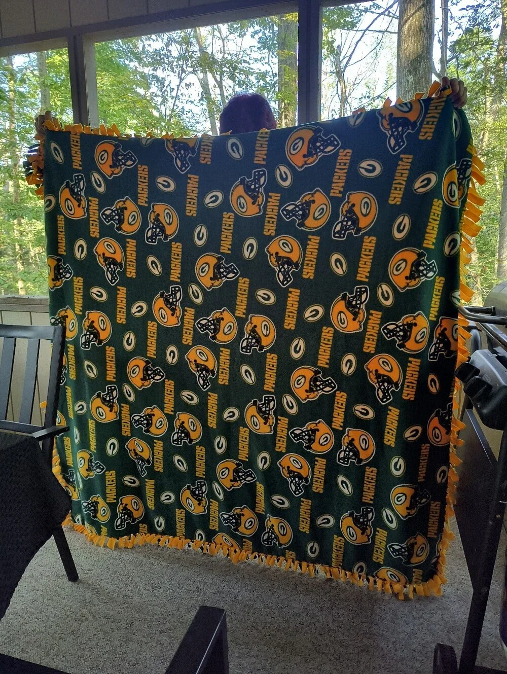 Green Bay Packers Fleece Throw Blanket - Handmade